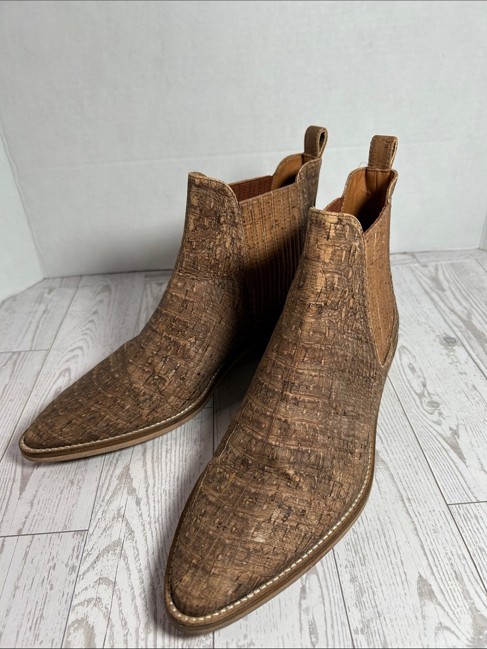 Women's Cork-Textured Chelsea Booties in Brown